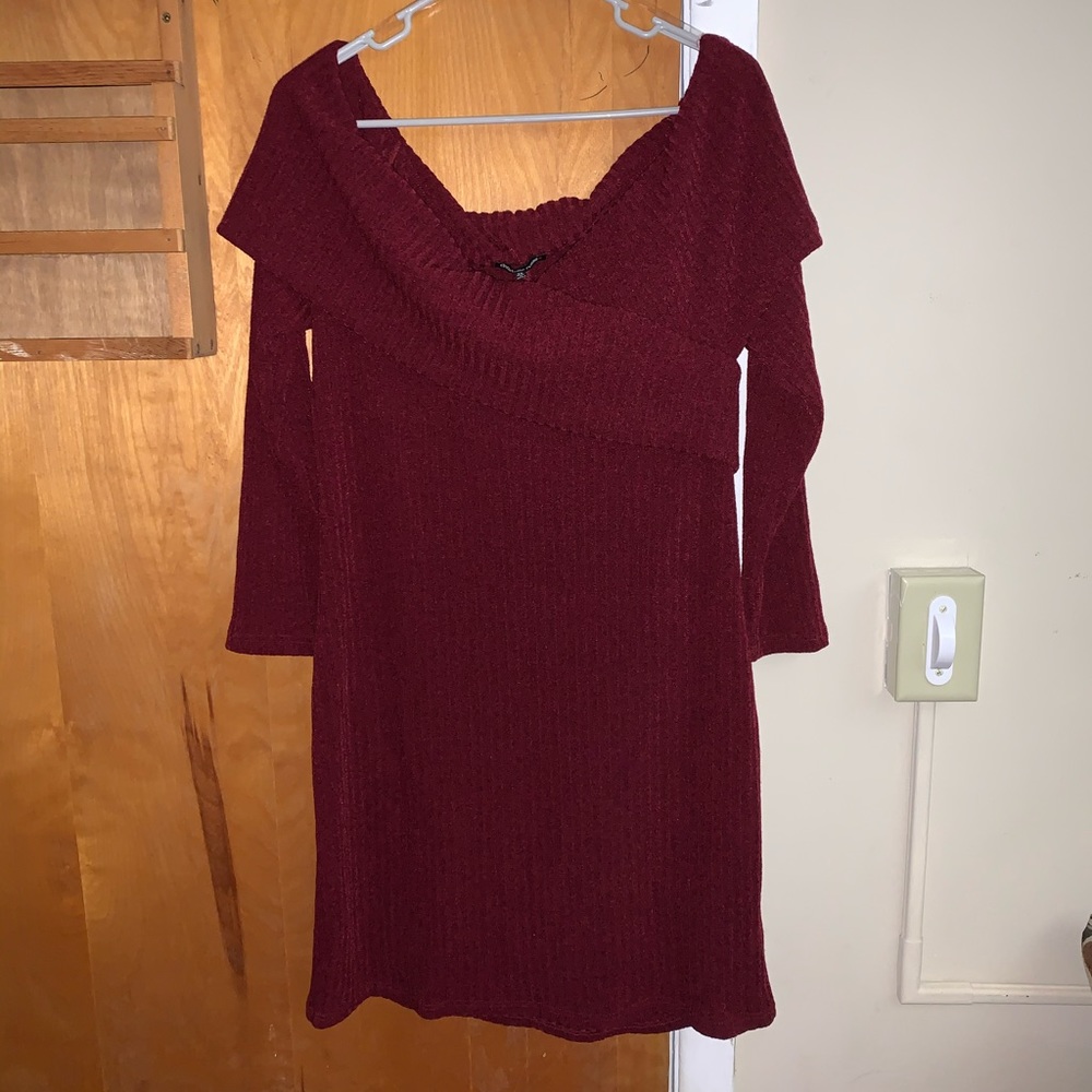 Maroon sweater dress